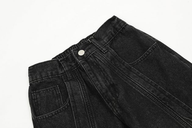 American retro washed patchwork jeans - Image 6