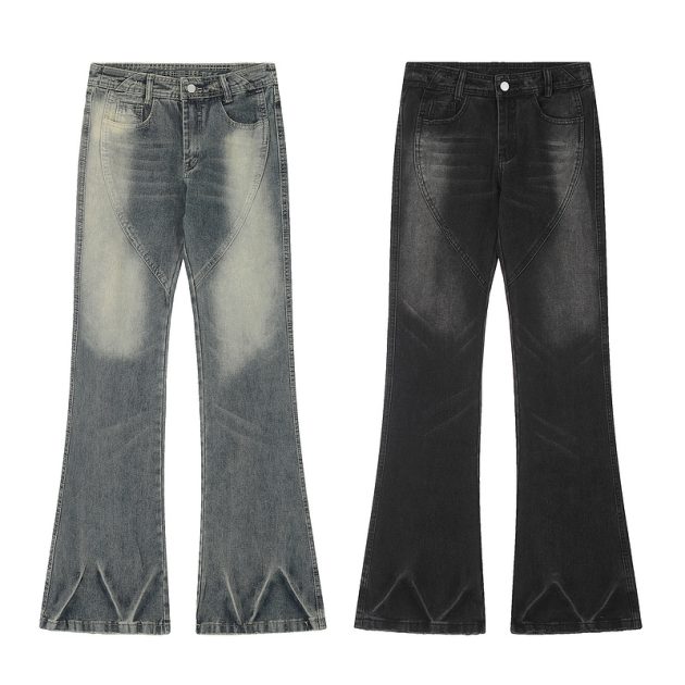 American style n ü short, high waist, versatile, loose, slimming, wide leg, washed micro trumpet denim