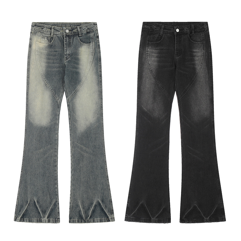 American style n ü short, high waist, versatile, loose, slimming, wide leg, washed micro trumpet denim