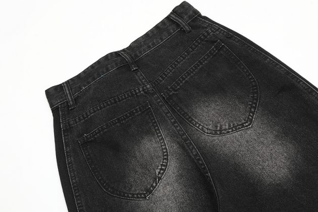 American retro niche wavy lines washed and stacked, loose straight tube slightly flared casual jeans - Image 7