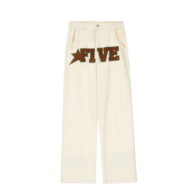 American high street style flame print loose straight leg men's and women's jeans - Image 4
