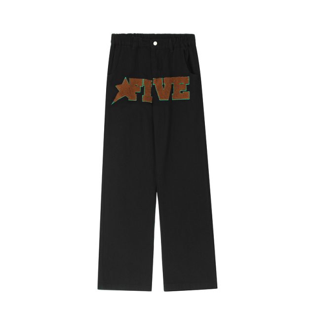 American high street style flame print loose straight leg men's and women's jeans - Image 2