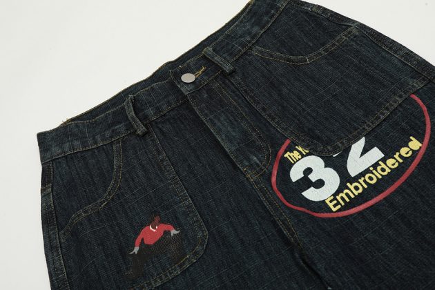 American style vintage stamps look slim, retro, niche, micro flared, men's and women's jeans, men's - Image 7