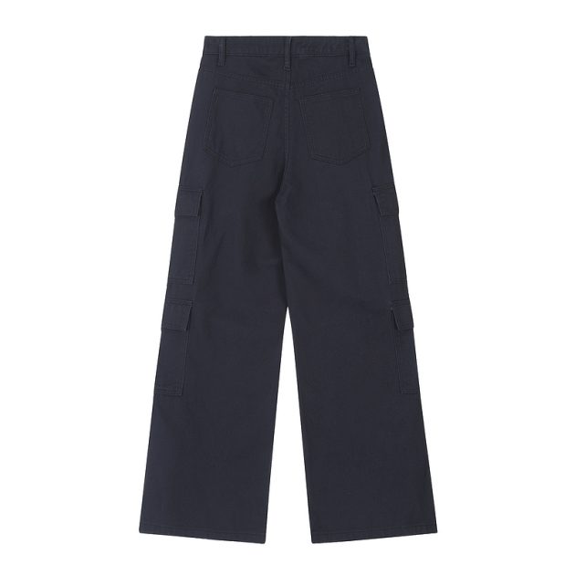 American Women's straight tube loose wide leg casual retro dopamine large pocket washed workwear jeans - Image 5