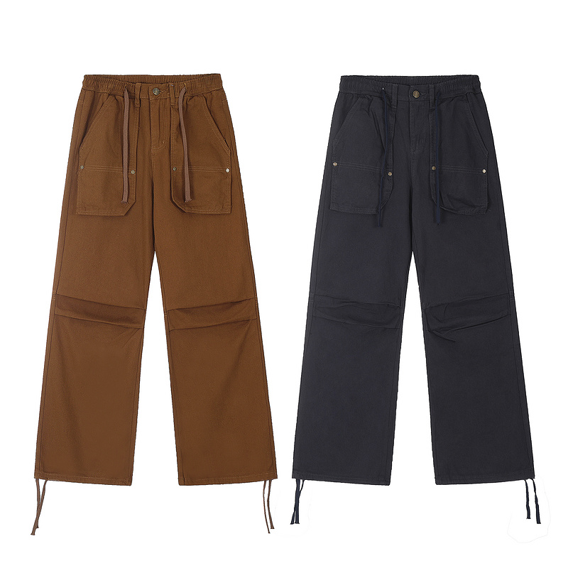 American women’s retro fashion brand multi pocket loose casual straight hip hop work pants
