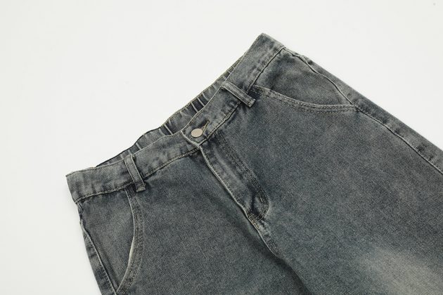 American heavyweight retro washed wide leg loose multi pocket workwear jeans - Image 11