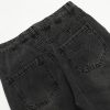 Men's vintage black gray deconstructive straight tube slightly flared style cool jeans - Image 9