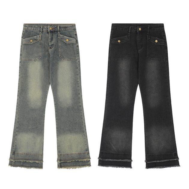 New American style spicy girl looks slim, low waist, washed water, niche jeans
