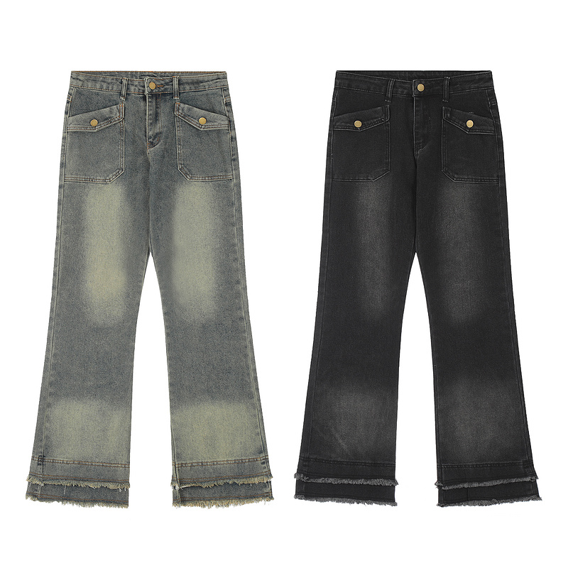 New American style spicy girl looks slim, low waist, washed water, niche jeans