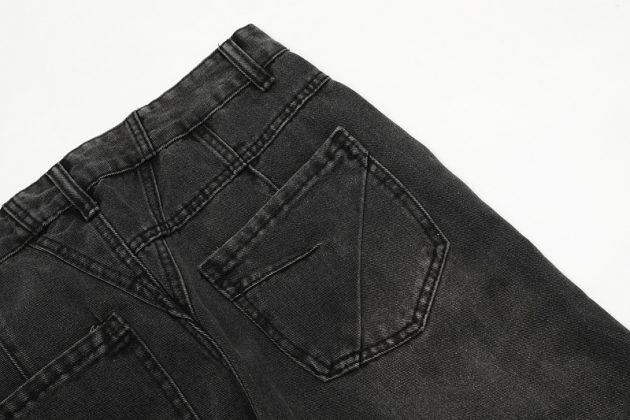 Men's vintage black gray deconstructive straight tube slightly flared style cool jeans - Image 10