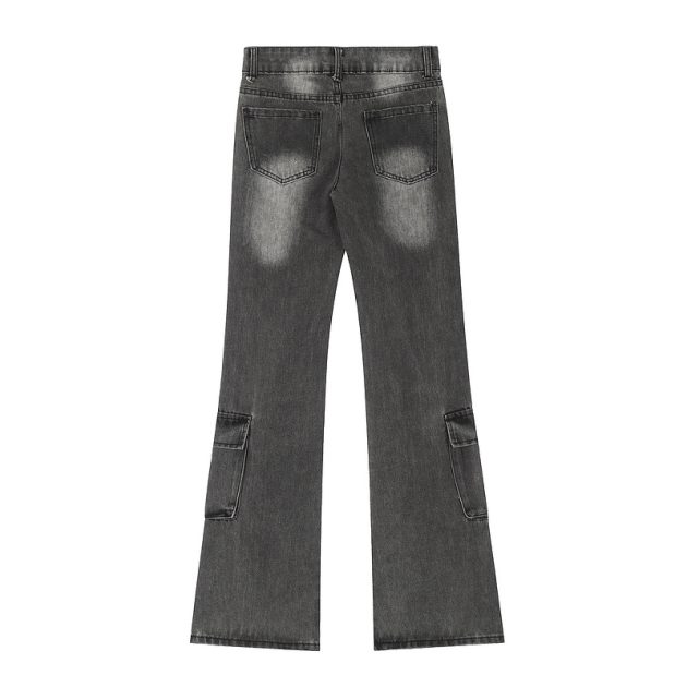 American high street hip-hop retro gradient multi pocket design jeans for men - Image 3