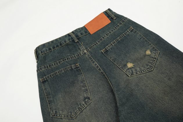 Men's American retro distressed loose straight leg jeans - Image 6