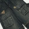 Vintage fringed design with wide legs, floor mopping, washed and distressed denim jeans - Image 8