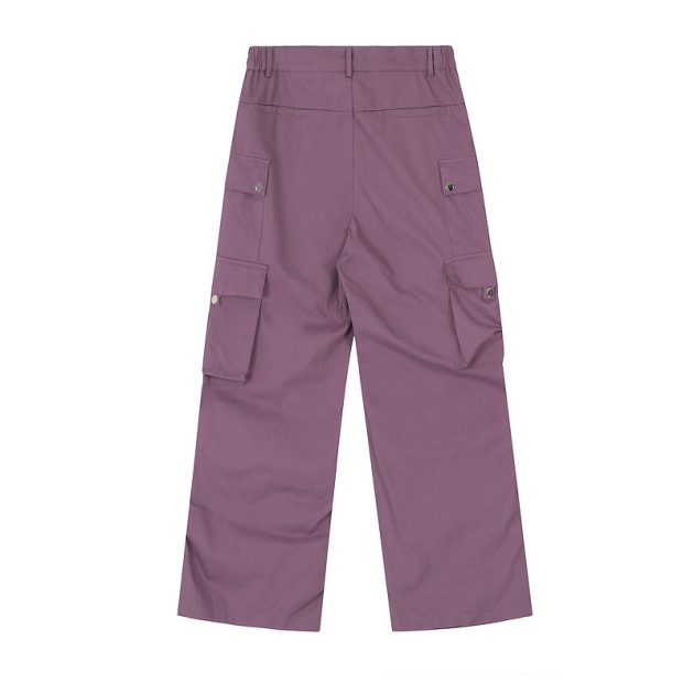 American retro work pants for men and women, high street, multi pocket Vibe style, loose, wide leg, straight leg, casual hanging pants - Image 7