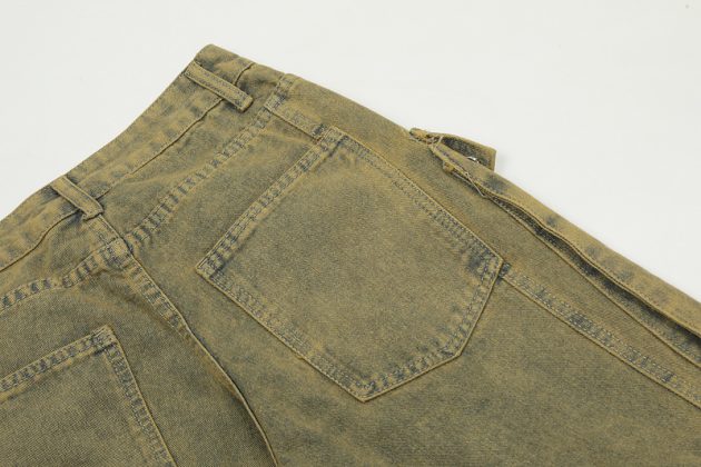 Men's heavy-duty loose fitting, worn-out, perforated, waste soil work pants - Image 7