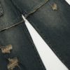 Vintage fringed design with wide legs, floor mopping, washed and distressed denim jeans - Image 11