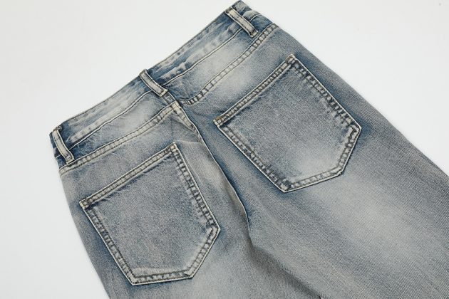 American retro vintage vintage design with ripped zipper jeans for men - Image 4