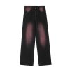 American men's and women's casual hip-hop retro washed color blocking design straight leg jeans - Image 5