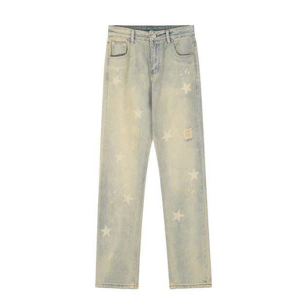 Spring and Autumn New Star Printed Casual Jeans - Image 4