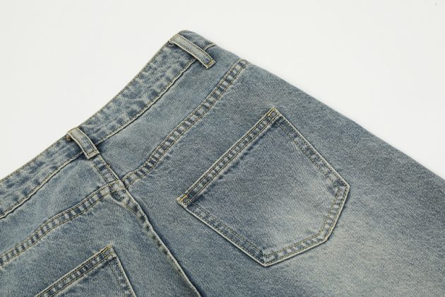 Summer men's straight leg fun American straight waist wide denim pants - Image 8