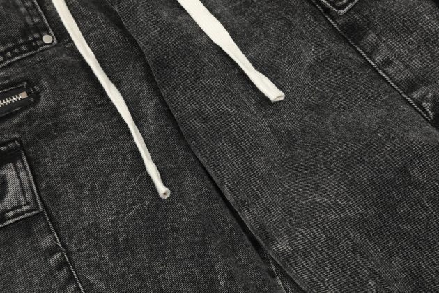 American street retro work pants with loose wide legs, washed and distressed multi pocket jeans - Image 7