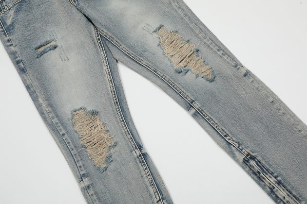 American retro vintage vintage design with ripped zipper jeans for men - Image 6