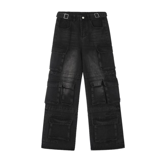 Men's and women's American casual pants with heavy washing design and denim jeans - Image 4