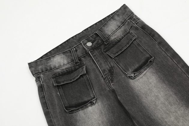 American high street hip-hop retro gradient multi pocket design jeans for men - Image 6