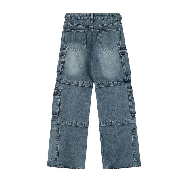 Men's and women's American casual pants with heavy washing design and denim jeans - Image 3