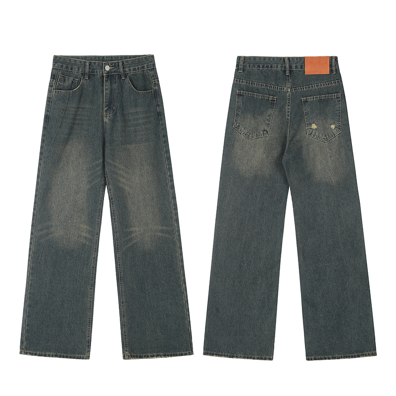 Men’s American retro distressed loose straight leg jeans