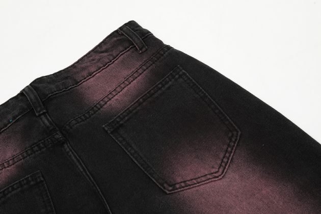 American men's and women's casual hip-hop retro washed color blocking design straight leg jeans - Image 10