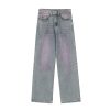 American men's and women's casual hip-hop retro washed color blocking design straight leg jeans - Image 3