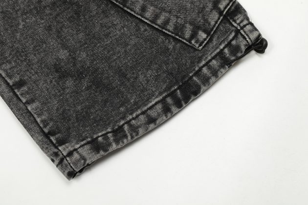 American street retro work pants with loose wide legs, washed and distressed multi pocket jeans - Image 13
