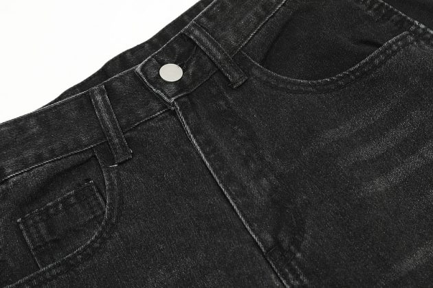 American retro niche wavy lines washed and stacked, loose straight tube slightly flared casual jeans - Image 6