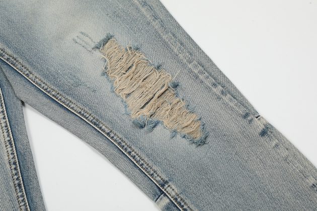 American retro vintage vintage design with ripped zipper jeans for men - Image 7