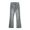 American men's and women's casual high street retro washed knife cut micro flared jeans small - Image 2