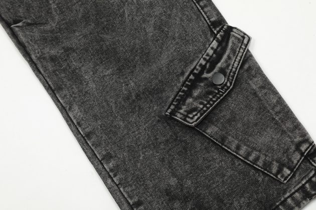 American street retro work pants with loose wide legs, washed and distressed multi pocket jeans - Image 11