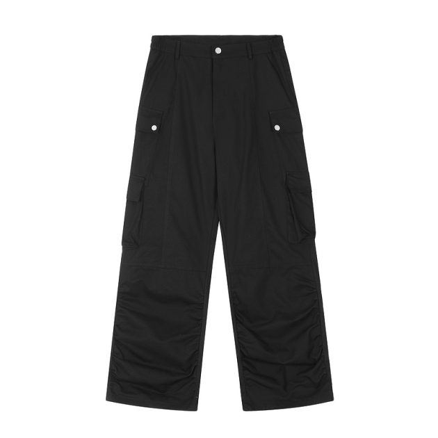 American retro work pants for men and women, high street, multi pocket Vibe style, loose, wide leg, straight leg, casual hanging pants - Image 8