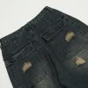 Vintage fringed design with wide legs, floor mopping, washed and distressed denim jeans - Image 10