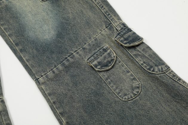 Large size women's spring and autumn high waist loose slimming straight leg wide leg distressed fringed jeans - Image 12