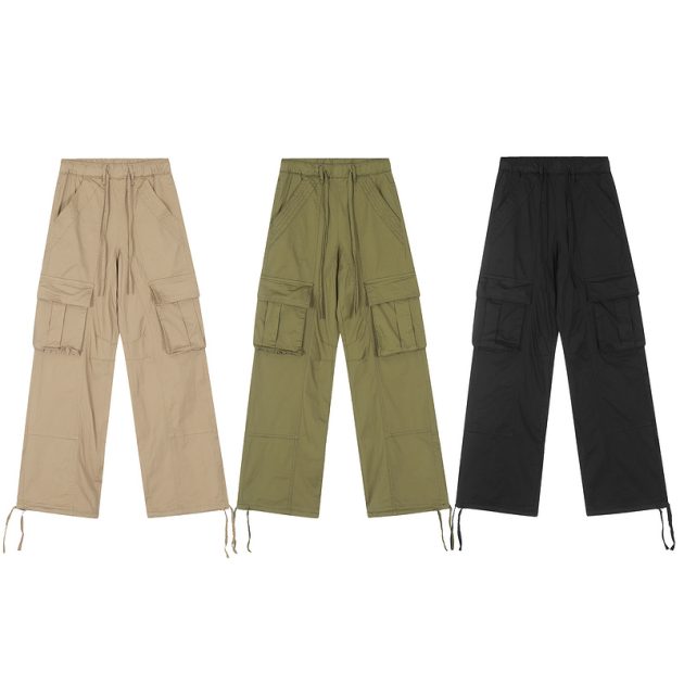 Men's spring thin American style large pocket loose wide leg outdoor paratrooper casual work pants