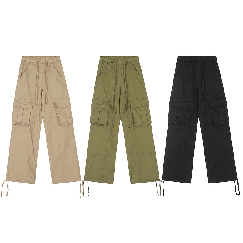 Men’s spring thin American style large pocket loose wide leg outdoor paratrooper casual work pants