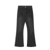 Men's vintage black gray deconstructive straight tube slightly flared style cool jeans - Image 4