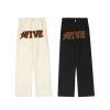 American high street style flame print loose straight leg men's and women's jeans