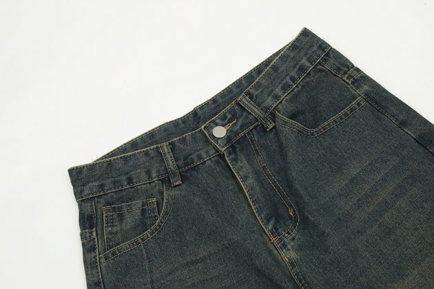 Men's American retro distressed loose straight leg jeans - Image 4