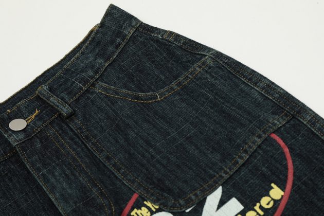 American style vintage stamps look slim, retro, niche, micro flared, men's and women's jeans, men's - Image 5