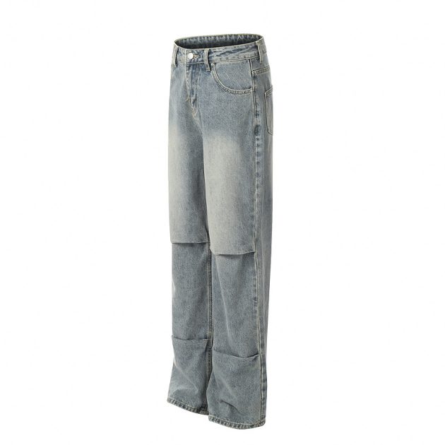 Summer men's straight leg fun American straight waist wide denim pants - Image 4