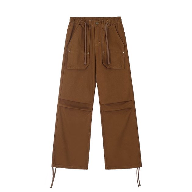 American women's retro fashion brand multi pocket loose casual straight hip hop work pants - Image 2