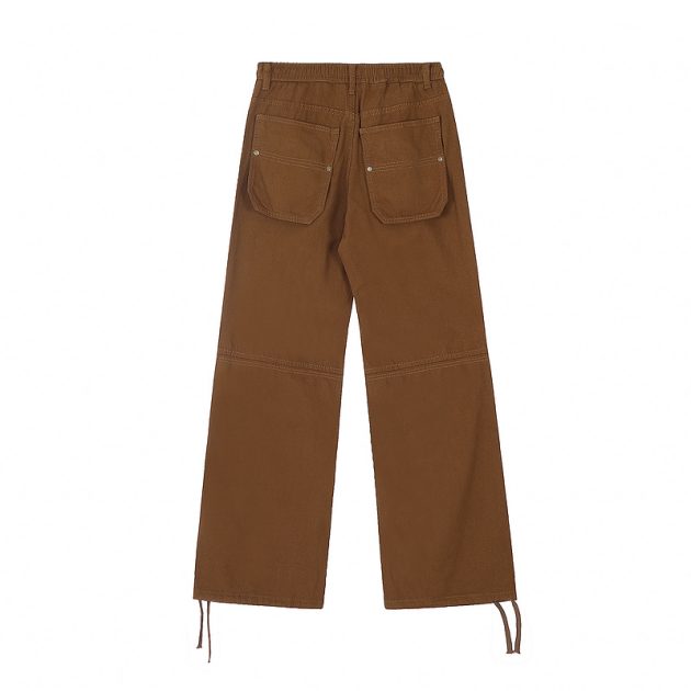 American women's retro fashion brand multi pocket loose casual straight hip hop work pants - Image 3