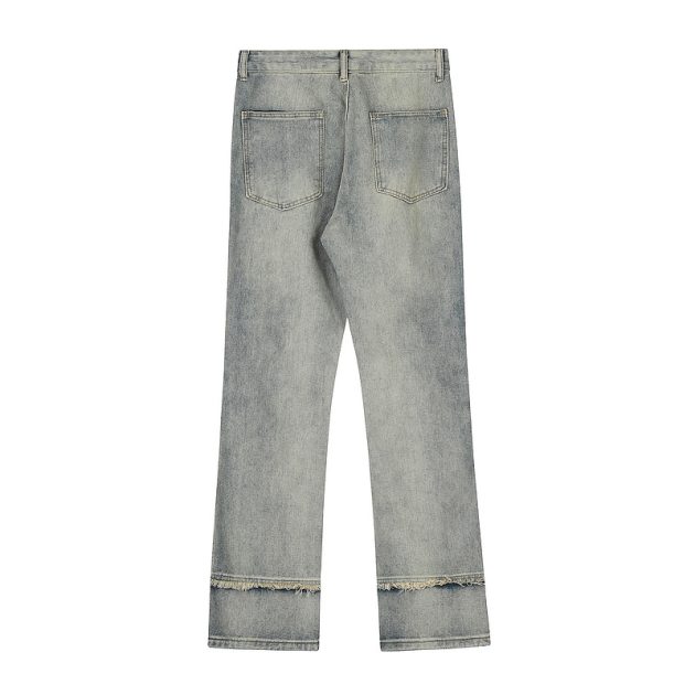 American street style men's and women's spliced micro flared three-dimensional cut washed ripped jeans - Image 5